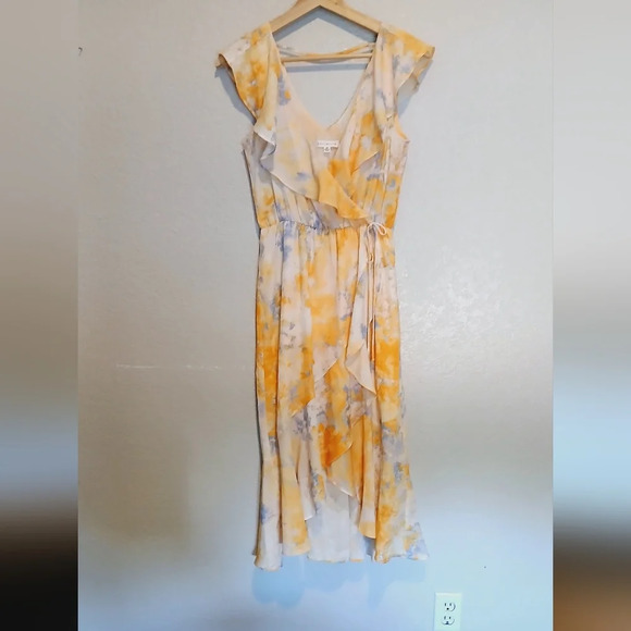 💚5/$25 Socialite Floral Ruffled Tieted Flowy Midi Hi-Lo Maxi Dress Size XS - Picture 1 of 6